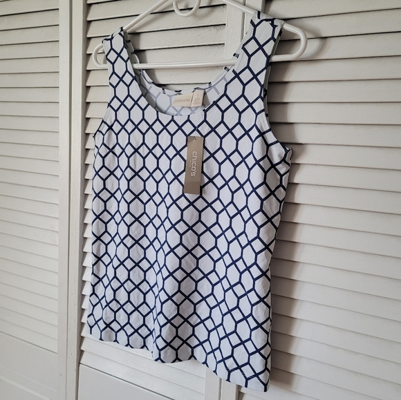 CHICO'S Honeycomb Print Basic Tank, Size Small - Picture 5 of 11